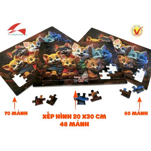Xếp hình 48-60-70 mảnh - Super Hero Cat