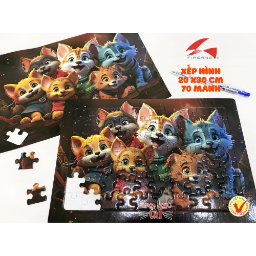 Xếp hình 48-60-70 mảnh - Super Hero Cat