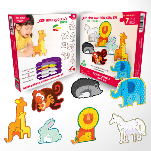 Xếp hình đầu tiên của Bé – Bộ 7 Con Vật Trong Sở Thú MFP-01