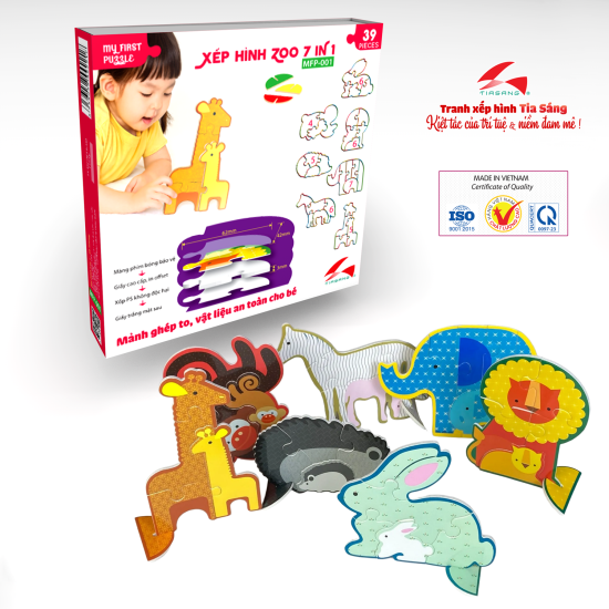 Xếp hình đầu tiên của Bé – Bộ 7 Con Vật Trong Sở Thú MFP-01