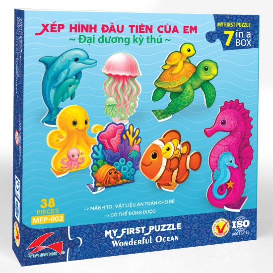 🧩 Bộ Xếp Hình Đầu Tiên Của Bé 7in1 – Đại Dương Kỳ Thú 🌊 | Tặng Quà Popup Baby Shark Siêu Dễ Thương 🦈