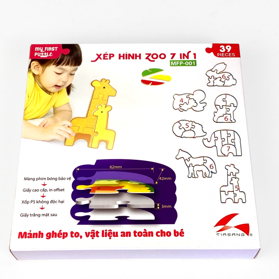Xếp hình đầu tiên của Bé – Bộ 7 Con Vật Trong Sở Thú MFP-01