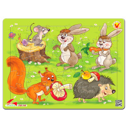 Tranh xếp hình 30 mảnh-030-141 Chuột , thỏ, sóc và nhím
